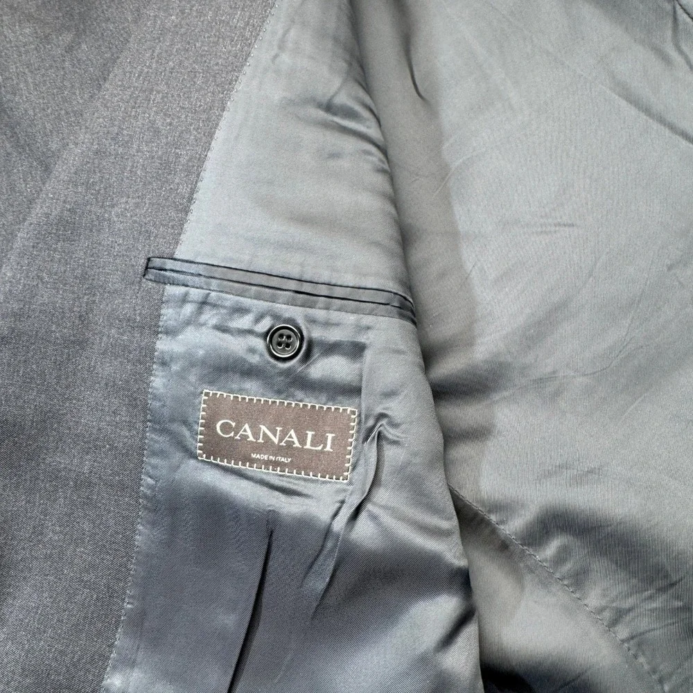 Canali‎ Blazer Mens 48L Gray Worsted Wool 2 Button Sport Coat Jacket Italy 13290